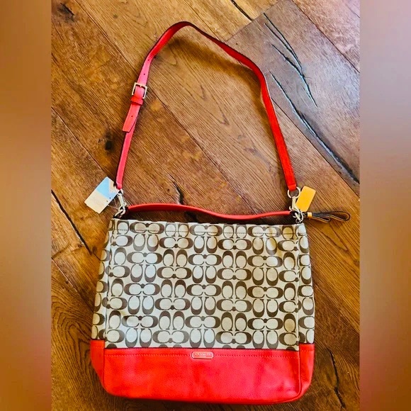 Coach Red and Tan Shoulder Bag - Picture 5 of 6